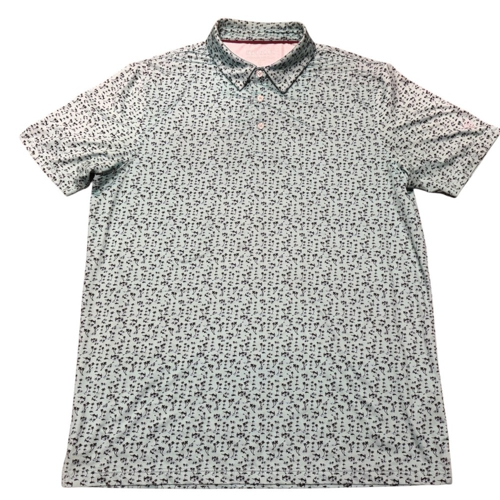 Maelreg Performance Polo Men’s Large Stretch Short Sleeve Golf Casual Palm Fish